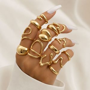 Trendy Gold Plated Vintage Geometric Chunky <b>Rings</b> Set for Women High Quality Fashion Jewelry <b>Thick</b> Finger <b>Rings</b> Wedding Gift - Product Image 2