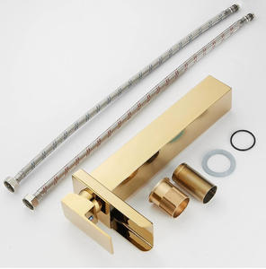 Grifo de Lavabo de Lujo con <span class=keywords><strong>Cascada</strong></span>, de Acero Inoxidable 304, Monomando, <span class=keywords><strong>Agua</strong></span> Fría y Caliente, Mezclador para Fregadero, Dorado Pro - Product Image 6