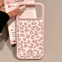 Coque de téléphone antichoc en cuir TPU imprimé léopard rose tendance INS pour iPhone 17 Air 16 15 14 13 12 11 Pro Max