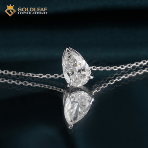 Collier pendentif en or blanc 10K avec diamant taille poire Goldleaf, chaîne à maillons, sertissage griffe, classique, cadeau de fiançailles pour femme, bijoux de fête - Product Image 4