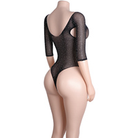 Strass évider string manches body gymnastique justaucorps adulte Sexy Stagewear décapant tenue pôle danse