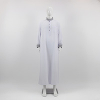 Haya 2025 Thobe blanc avec col et manchette contrastés gris vêtements islamiques pour hommes élégant poche modeste longue Robe par Al Haramain