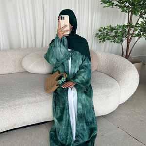 Nouvelle Abaya Ramadan EID 2026 en satin avec nœud papillon imprimé marbré, robe musulmane pour femmes, vêtements islamiques, abaya modeste ouverte pour femmes - Product Image 6