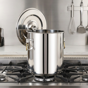 Marmite en acier inoxydable robuste, grande marmite à soupe, récipient alimentaire, équipement de cuisine commerciale et de restauration - Product Image 1