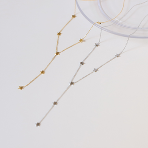 Wasserdichte, anlaufgeschützte 18K vergoldete Edelstahl-Stern-Lariat-<span class=keywords><strong>Y</strong></span>-Halskette für Damen - Product Image 6