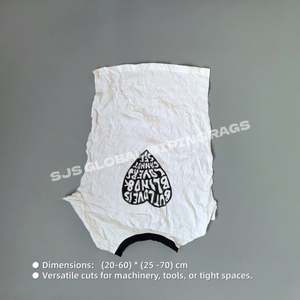 Trapos de limpieza industriales blancos de algodón de alta calidad, absorbentes de aceite, de camiseta blanca recuperada, estampados - Product Image 3