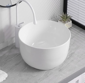Nouvelle conception créative, <span class=keywords><strong>lavabo</strong></span> de salle de bain en céramique rond à poser, <span class=keywords><strong>lavabo</strong></span> moderne de luxe, <span class=keywords><strong>lavabo</strong></span> profond et artistique - Product Image 1