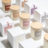 Ensemble cadeau de bougies parfumées en verre, cire de soja biologique artisanale, emballage personnalisé avec logo, écologique, pour Noël