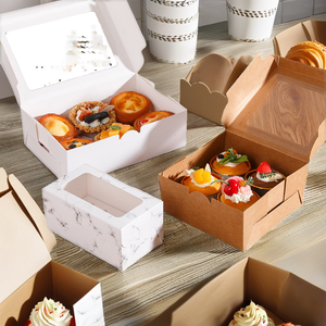 REALPACK Multiple Sizes Disposable Custom Printed UV Coated Four-Color Kraft Paper Cup Cake Packaging <b>Boxes</b> <b>Bakery</b> Bread Cake - Product Image 2