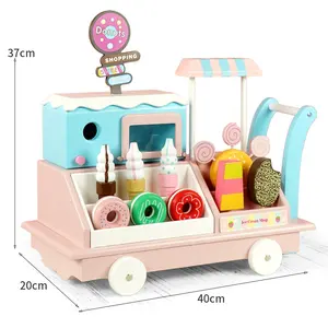 假装木制迷你购物冰淇淋套装制造商拉推车玩具蹒跚学步的儿童