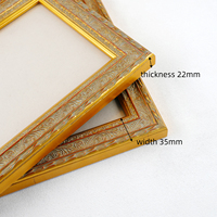Marco de Fotos Europeo Dorado Minimalista Personalizado Ecológico de Bajo MOQ, Arte de Pared de Madera Impreso en Relieve Hecho a Mano, Decoración de Pintura