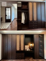 XINGRUO - Juego de Dormitorio Moderno de Lujo Personalizado, Armario con Acabado en Madera de Nogal, Puerta de Ratán Tejido, Armario Contemporáneo de Estilo Zen Noble