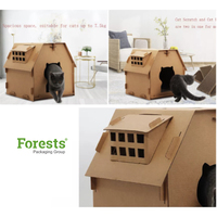 Maison à gratter écologique pour animaux de compagnie, abri amovible pour chat, grande maison intérieure en carton pour chats
