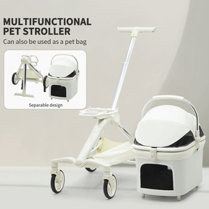 Nouveauté, tissu cuir, landau <span class=keywords><strong>pour</strong></span> <span class=keywords><strong>chien</strong></span>, blanc, <span class=keywords><strong>poussette</strong></span> amovible <span class=keywords><strong>pour</strong></span> chiens 3 en 1 - Product Image 4