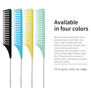 Private Label Plastic Salon Heat Resistant Fine parting combs Wide Tooth Rat Tail Comb For Hair Highlight