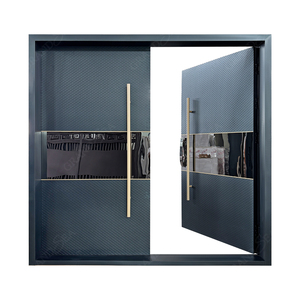 Porte pivotante en fer pour entrée de villa, portes extérieures de 8 pieds, portes battantes en acier modernes, double porte de sécurité - Product Image 1