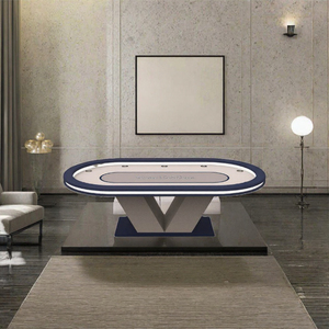 Table de poker Texas Hold'em de luxe avec LED, pieds en bois massif écologiques, table de jeu filaire pour casino et club - Product Image 3