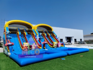 Tobogán Acuático Inflable Comercial con Diseño de Mundo Submarino, Doble Carril y Decoración de Amigos del Océano para Parques Acuáticos Infantiles de Verano - Product Image 1