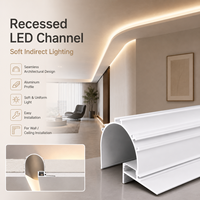 Profilé LED encastré en aluminium pour plafond en plâtre, extrusion en aluminium sans cadre pour éclairage encastré intérieur