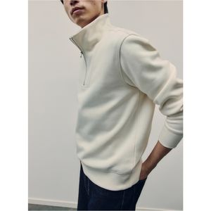 Outdoor Stand Collar Quarter-Zip Pullover Half Zip Sweatshirt Mock Turtleneck Long Sleeve <b>Men's</b> Embroidered Winter <b>Hoodie</b> - Product Image 1