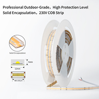 Bande lumineuse LED extérieure 220V AC220-230V en silicone solide, sans pilote, Plug & Play, résistante aux intempéries, 10W 12W, rouleau de 30M, COB R80, pour jardin