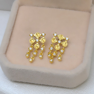 Pendientes de Plata S925 con Múltiples Cuentas para Mujer, Personalizados, con Incrustaciones de 6-7 Perlas, Pendientes Vacíos para DIY, Componentes de Joyería, 3 Cuentas - Product Image 3