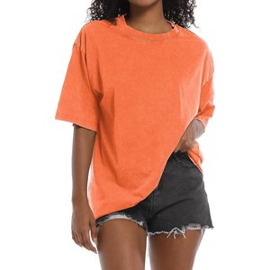 T-shirt en coton surdimensionné FOXA pour femme, manches courtes, col rond, coupe ample, style décontracté vintage grunge - Product Image 1