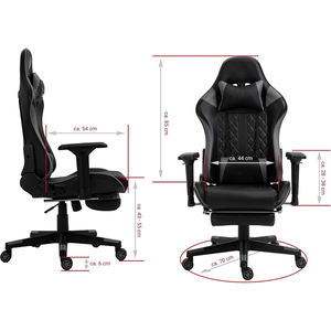 Chaise de jeu ergonomique 4D avec repose-pieds, aspect <span class=keywords><strong>siège</strong></span> sport, noir et blanc, cuir diamant de luxe, chaise longue <span class=keywords><strong>gamer</strong></span> pro, grande, nouvelle - Product Image 6