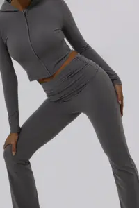 2024 Damenmode Yoga Loungewear Nylon gemütlich rüschenförmig hohe Taille Yoga-Hose gerades Bein ausgestellte Leggins Fitness-Flare-Hose