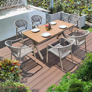 Set da Pranzo Moderno da Giardino in Wicker <span class=keywords><strong>e</strong></span> Rattan PE per Patio <span class=keywords><strong>e</strong></span> Ristorante con <span class=keywords><strong>Tavoli</strong></span> <span class=keywords><strong>e</strong></span> <span class=keywords><strong>Sedie</strong></span> in <span class=keywords><strong>Alluminio</strong></span> per Caffetteria all'Aperto - Product Image 3