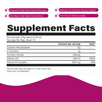 Poudre de créatine Glow, extrait de curcuma, L-Carnitine, Vitamine D, Complexe B, fabrication de marque privée, OEM, COA, certifié biologique