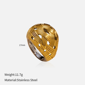 European American 18K Gold-Plated Stainless Steel Closed Ring Hot-Selling Fashion Mesh Niche Design <strong>Manufacturer</strong> Wholesale Ring - Product Image 5