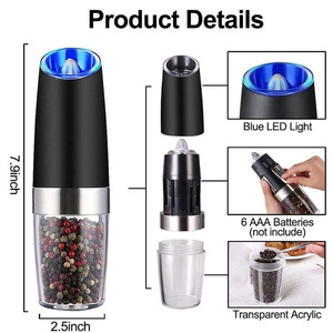 Wholesale Eco-Friendly Portable Gravity Salt and Pepper Mill with LED Light Automatic Pepper Grinder <strong>Spice</strong> Tools - Product Image 2