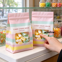 Sachet Doypack Personnalisé Imprimé avec Fenêtre Transparente et Fermeture Zip Refermable pour Emballage Alimentaire en Plastique (Bonbons, Snacks, Confiseries)