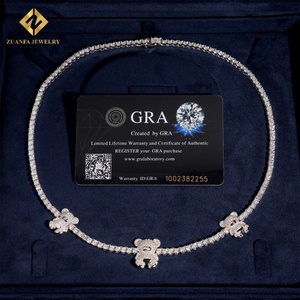 Collar de Cadena de Tenis con Oso Lindo, Estilo Hip Hop, Plata 925, Diamante Moissanita VVS, Unisex - Product Image 3