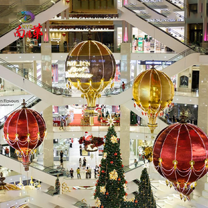 Decoración Navideña Gigante, Adorno de <span class=keywords><strong>Globo</strong></span> Aerostático <span class=keywords><strong>Dorado</strong></span> y Rojo de Lujo, Decoración Navideña Colgante 3D para Centro Comercial - Product Image 2
