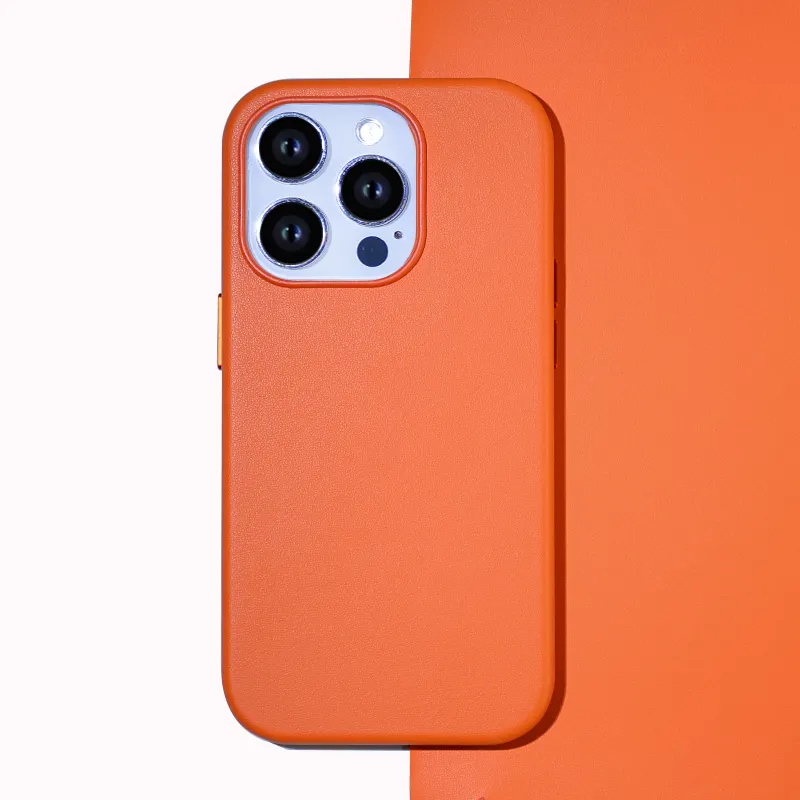 DL custodia per telefono in pelle arancione protezione completa custodia per paraurti in pelle Nappa resistente ai graffi impermeabile per iPhone 15 Pro Max prix
