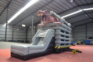 Château gonflable commercial en PVC avec toboggan, dinosaure T-Rex, combo château sauteur et toboggan pour <span class=keywords><strong>location</strong></span> de fêtes d'enfants - Product Image 4