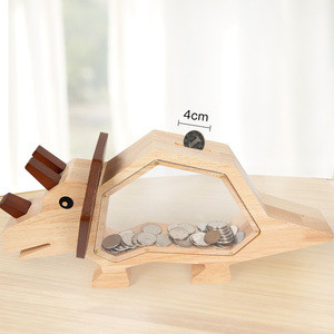 Hucha de madera premium con forma de dinosaurio, adorable caja transparente para ahorrar dinero para niños, adorno decorativo para el hogar y <span class=keywords><strong>juguete</strong></span> - Product Image 3