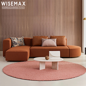WISEMAX FURNITURE Canapé d'angle moderne pour hall d'hôtel, ensemble de 7 places en tissu velours marron, canapé en forme de S pour salon - Product Image 4