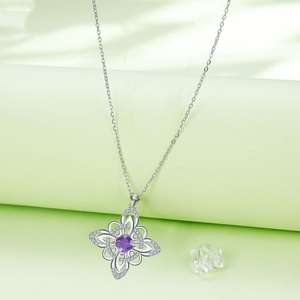 Haute qualité étanche en gros élégant argent plaqué pendentif bijoux améthyste cristal collier floral pour un usage quotidien - Product Image 3