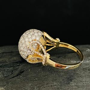 Anillo de Compromiso de Oro Sólido de 14K con Esfera de Diamantes Pavé para Mujer, Diseño Cristiano Minimalista - Product Image 1