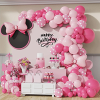 Kit de guirlande d'arche de ballons rose Minnie JIN PENG 111 pièces avec nœud papillon pour la décoration murale d'une fête d'anniversaire de fille