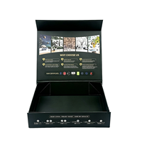 Boîte en carton rigide pliable avec rabat magnétique, logo personnalisé, couleur noire, impression couleur, boîte cadeau pour téléphone portable, personnalisable