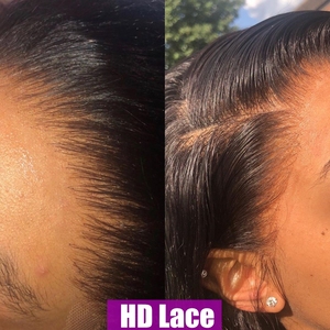 도매 전체 레이스 가발 처녀 머리 Glueless 풀 HD 레이스 가발 페루 인간의 머리 가발 아기 헤어 블랙 여성 - Product Image 3