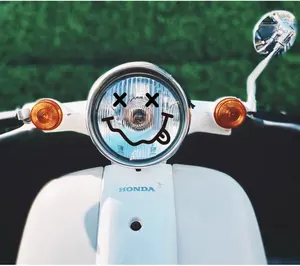 TECKZOOM OEM-pegatina de cara divertida para casco de motocicleta, pegatina de vinilo para faro de motocicleta