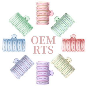 Version anglaise Stylish Pink Hair Roller Fluffy Top Curls Heatless Nylon Plastic 2pcs Bangs Hair Bigoudi Lady's Cold Hairdressing - Product Image 6