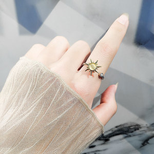 Wholesale Adjustable Anxiety Relief <b>Ring</b> Minimalist Stackable Copper Gold Plated Rotating <b>Sunflower</b> Jewelry For Women - Product Image 4