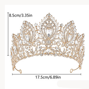 มงกุฎคริสตัลหรูหราดีไซน์ใหม่ ประดับด้วยเพชรเทียม สำหรับงานประกวดนางงาม มงกุฎโลหะผสมประดับด้วยคริสตัลใส สำหรับงานแต่งงานและงานเลี้ยง - Product Image 6