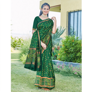 <b>Green</b> <b>Silk</b> Saree Traditional Ethnic Wear for Wedding and Party Occasions India Pakistan Style - Product Image 1